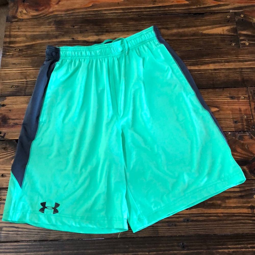 Green and dark gray Under Armour shorts